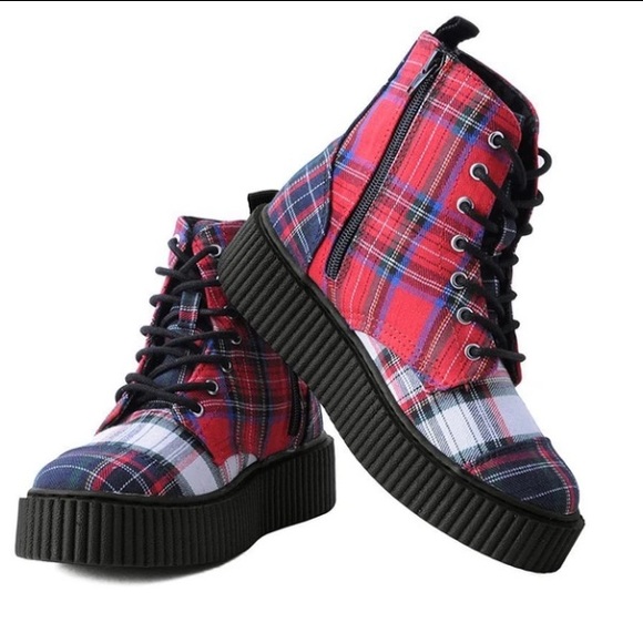 tuk Shoes - TUK mixed plaid Casbah creeper combat boots